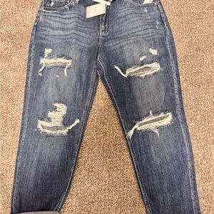 KanCan Distressed Dark Blue Boyfriend Jeans